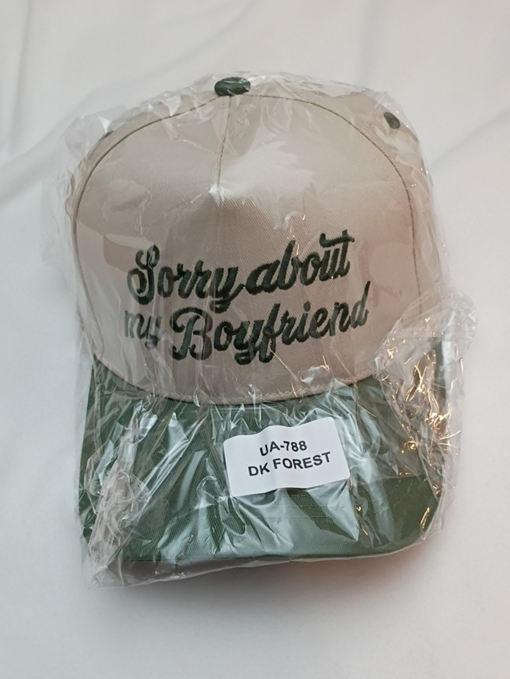 Women's Sorry About My Boyfriend Cap - Dark Forest/Beige